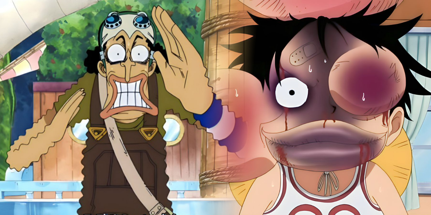 funny ussop and beaten luffy